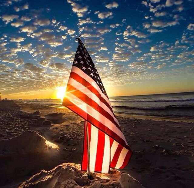 Sunset with Avenue of Flags